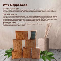 JUSIZA Aleppo soap laurel oil close-up highlighting natural formulation.