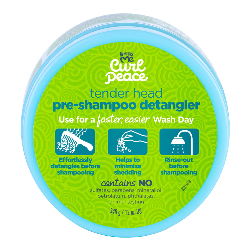 Just For Me Curl Peace Detangling bottle 2-pack enables easy detangling.