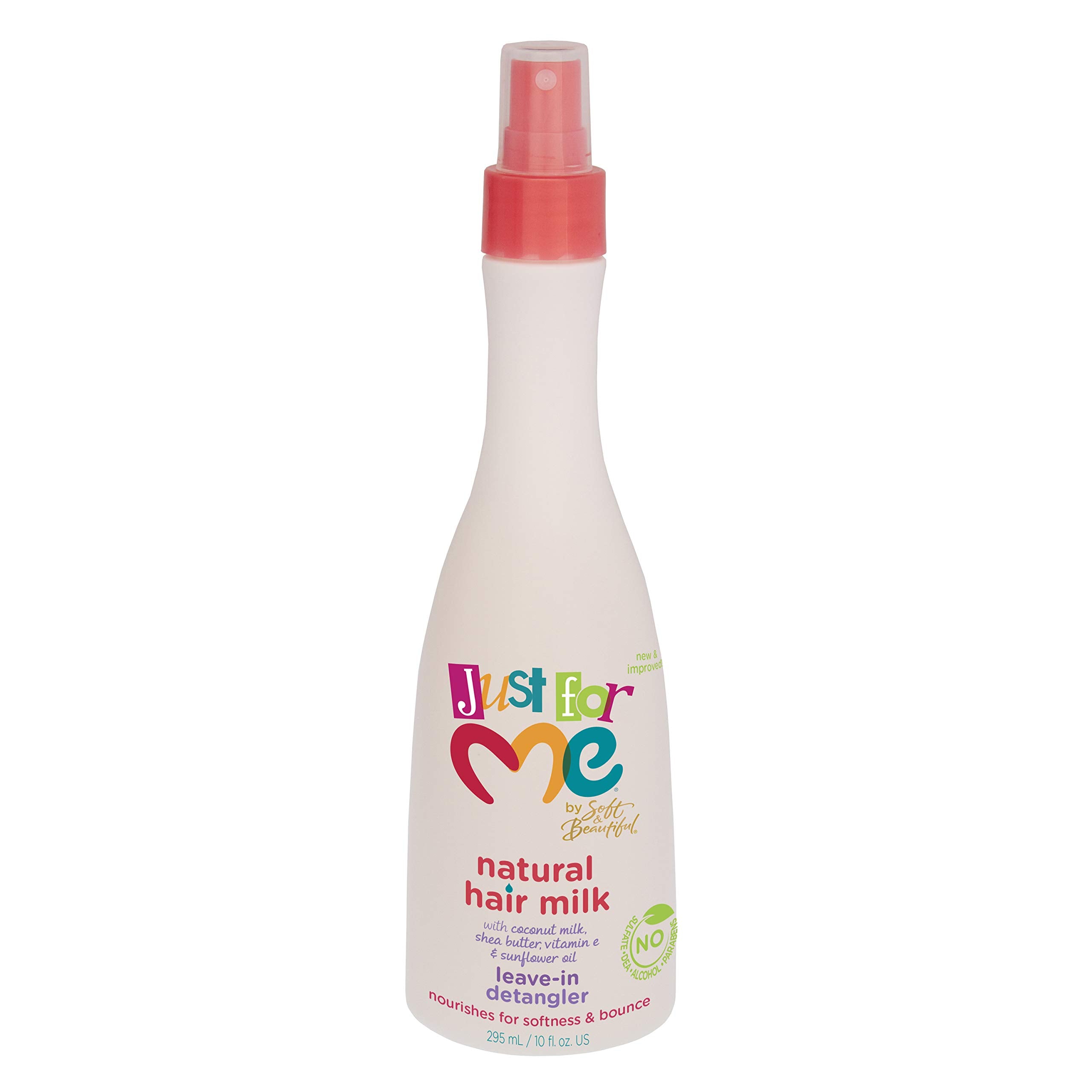 Just For Me leave-in conditioner pour showing easy application for detangling