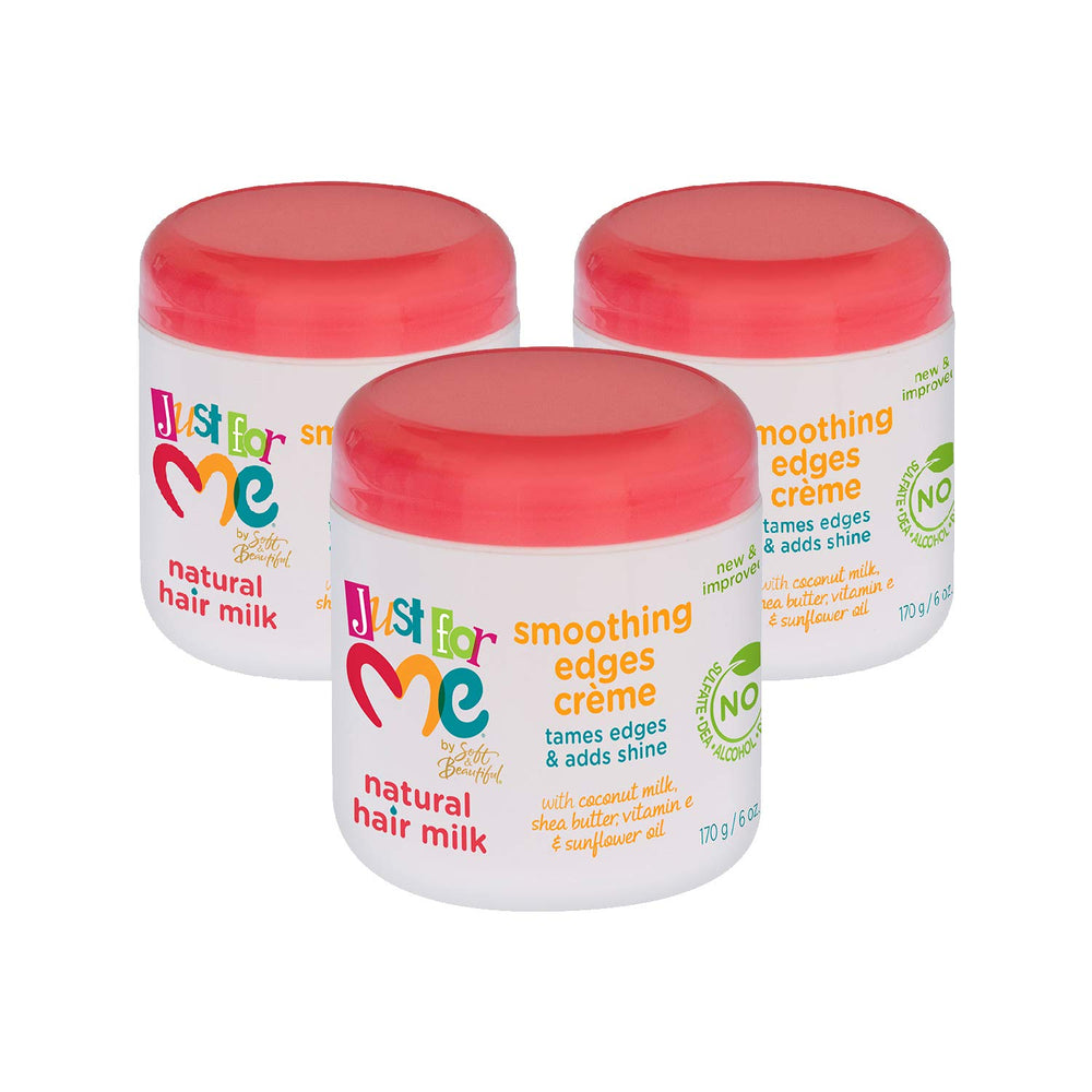 Just For Me smoothing edges creme three-pack pack shot for easy edge control