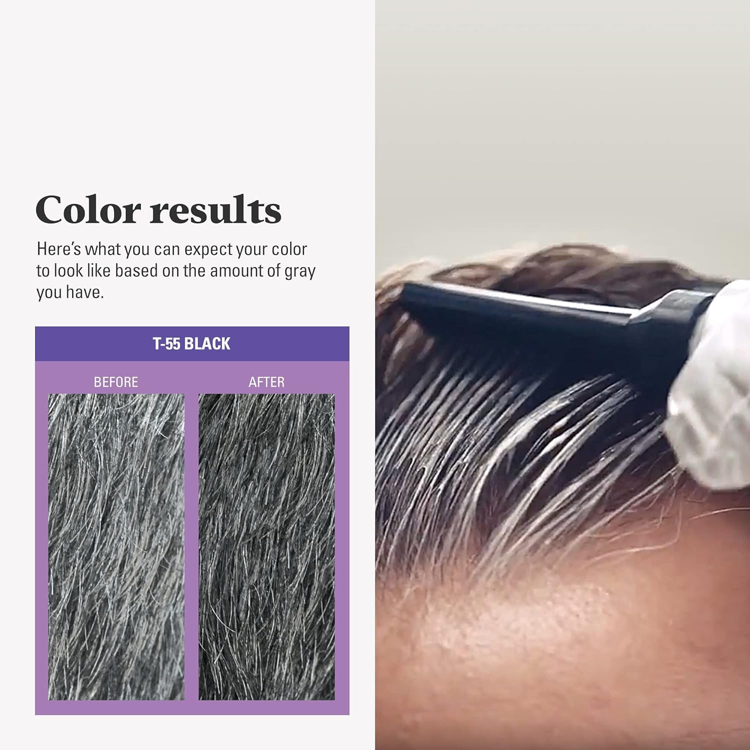 Just for Men Touch of Gray before and after comparison lighting