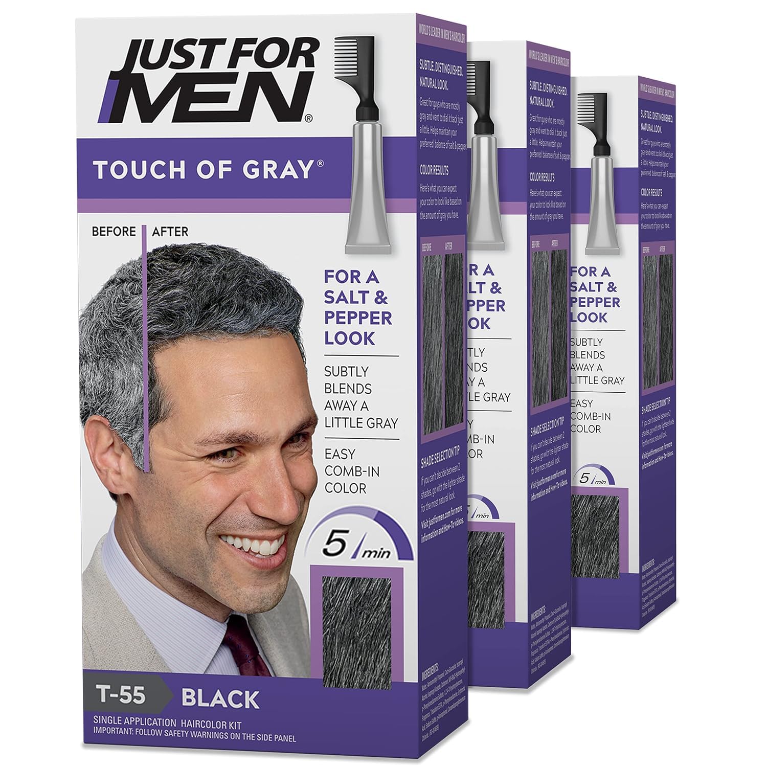 Just for Men Touch of Gray black-gray color bottle ready for easy, natural-looking gray blend
