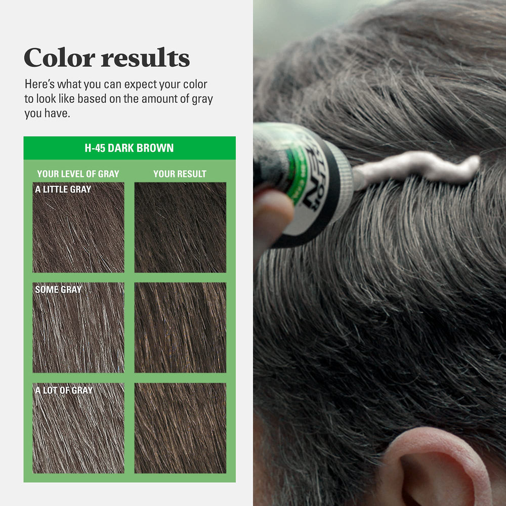 Just For Men Shampoo-In Color lasts up to eight weeks between touch-ups.