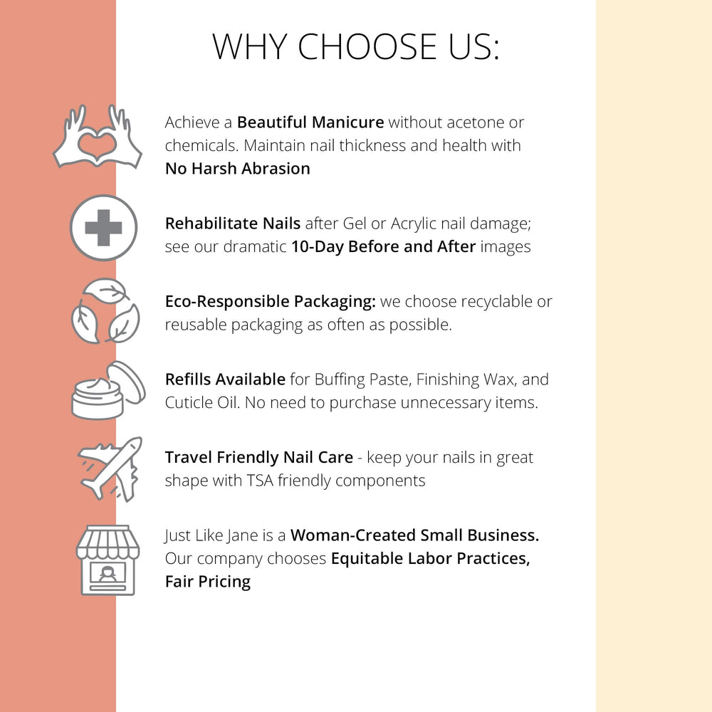 Just Like Jane kaolin clay and essential oils for gentle nail surface smoothing