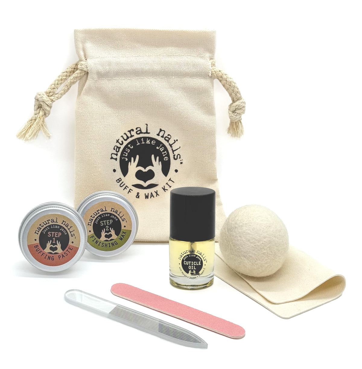Just Like Jane nails buff and wax kit with nano glass file for a high shine finish