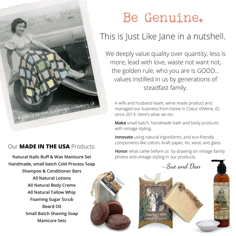 Just Like Jane planet-friendly packaging in a reusable muslin bag