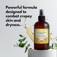 Just Nutritive anti-aging body treatment cream on skin for enhanced elasticity.