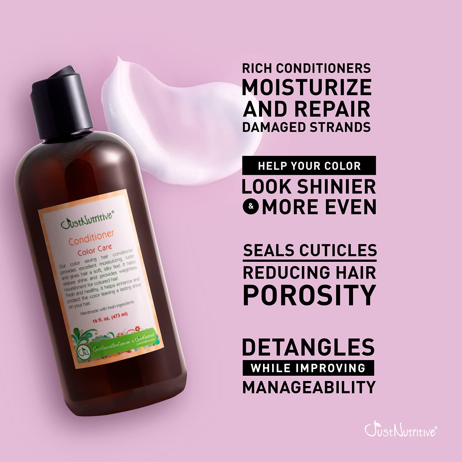 Just Nutritive Color Care Conditioner applied to damp hair for smoother styling.