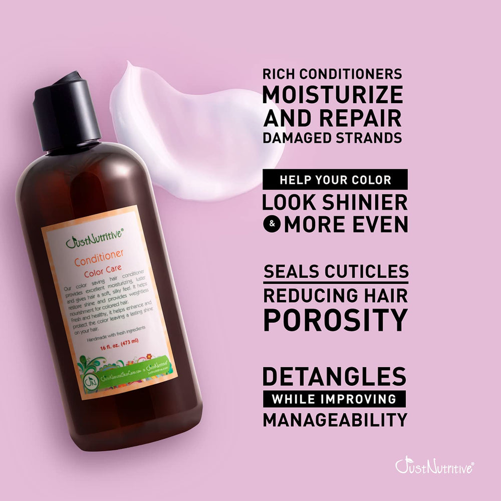 Just Nutritive Color Care Conditioner applied to damp hair for smoother styling.