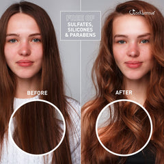 Just Nutritive Color Care Conditioner swatch reveals silky, detangled texture.