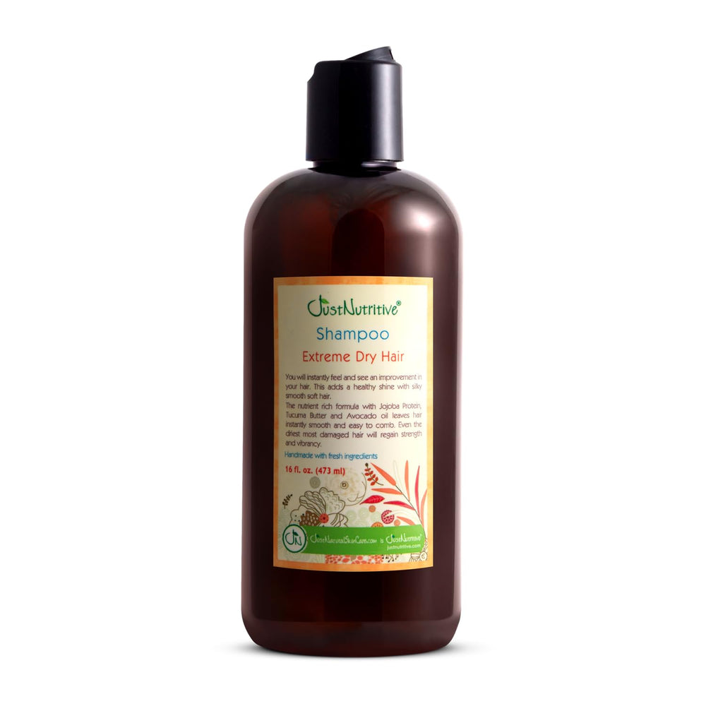 Just Nutritive Extreme Dry Hair Shampoo bottle displaying rich, hydrating formula for dry hair