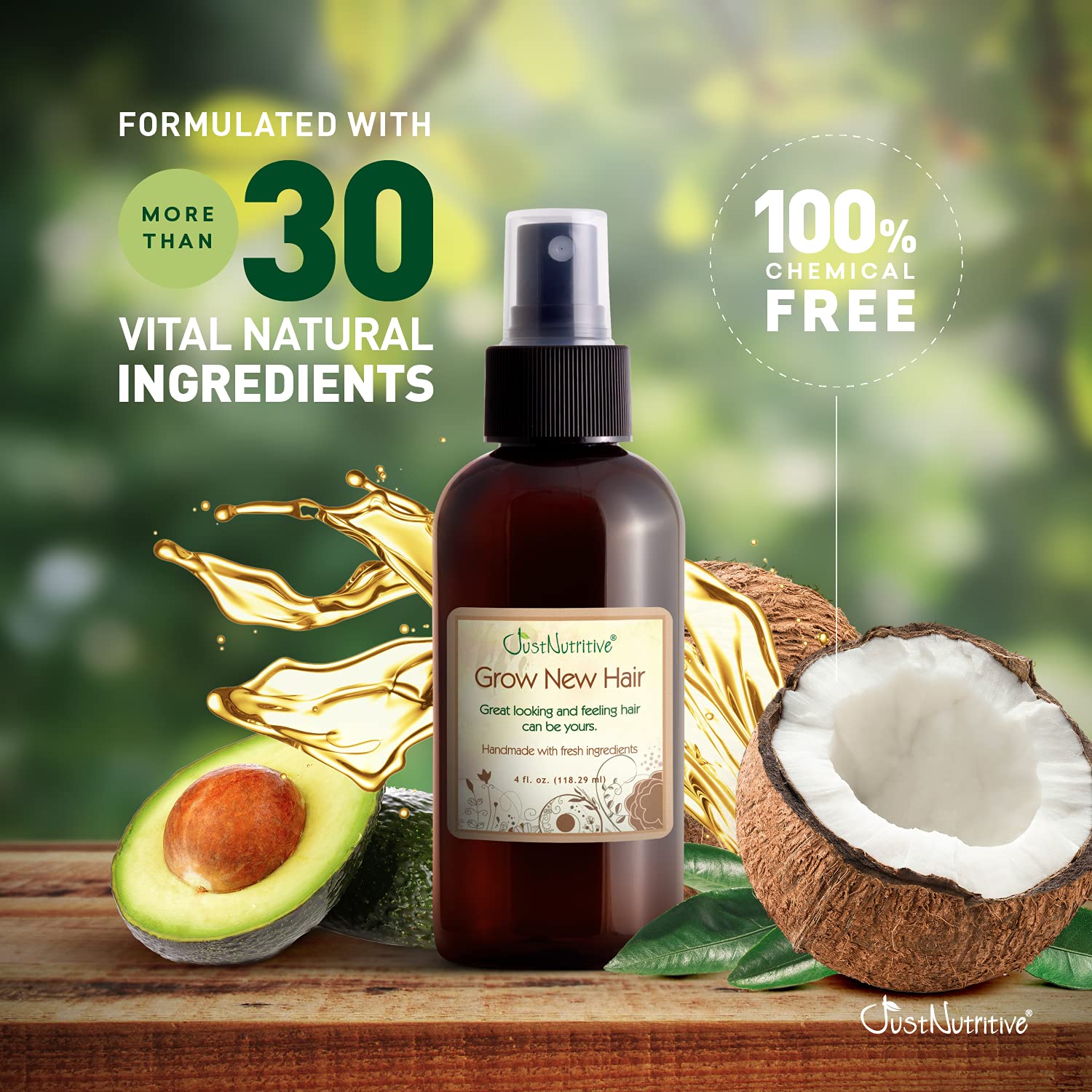 Just Nutritive Grow New Hair Treatment handmade in USA signals quality and cruelty-free care.