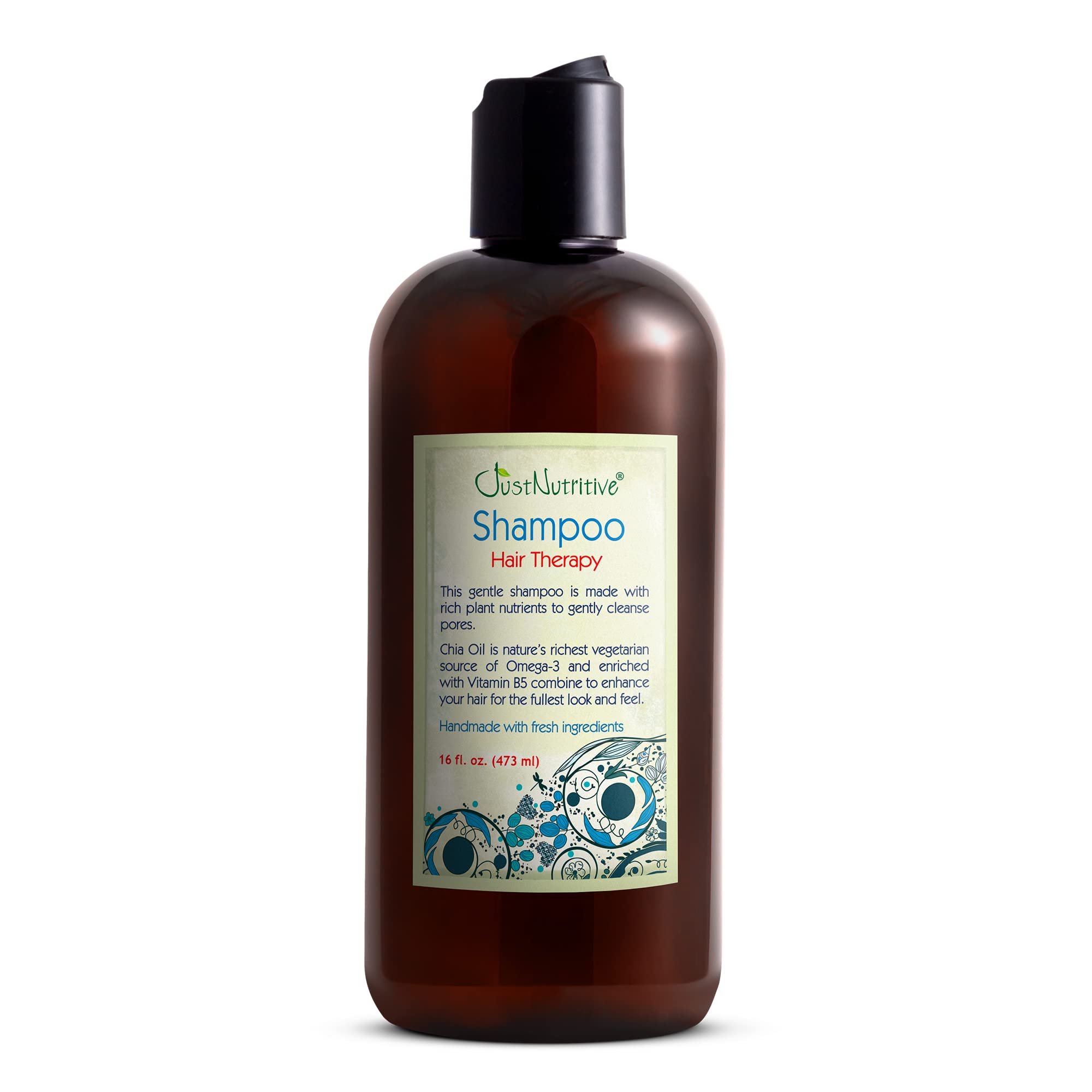 Just Nutritive Hair Loss Shampoo bottle with label, supporting scalp nourishment.