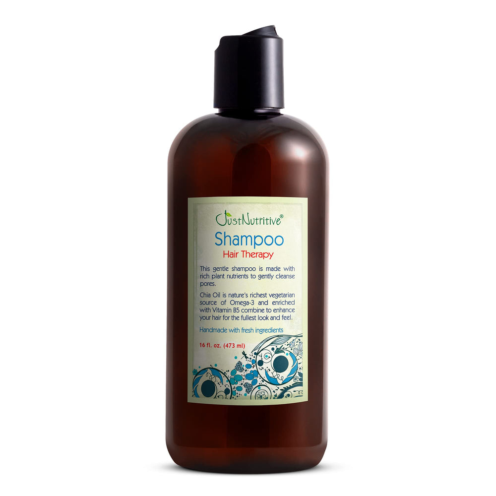 Just Nutritive Hair Loss Shampoo bottle with label, supporting scalp nourishment.
