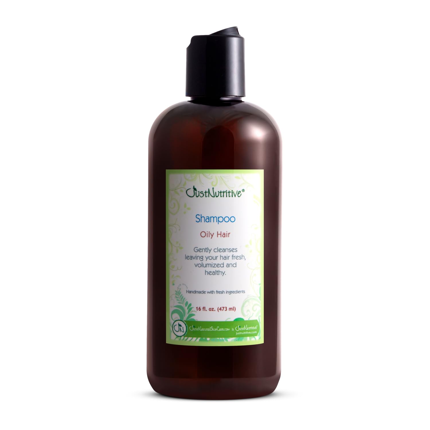 Just Nutritive Oily Hair Shampoo bottle shown for cleansing and oil control.