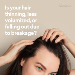 Just Nutritive protein hair treatment with pump promotes fuller, thicker‑looking hair.