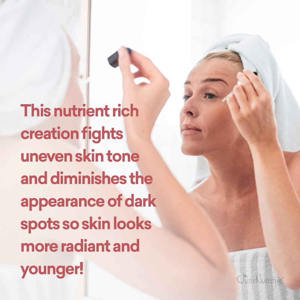 Just Nutritive serum-texture-closeup highlights silky, fast-absorbing texture ideal for daily use