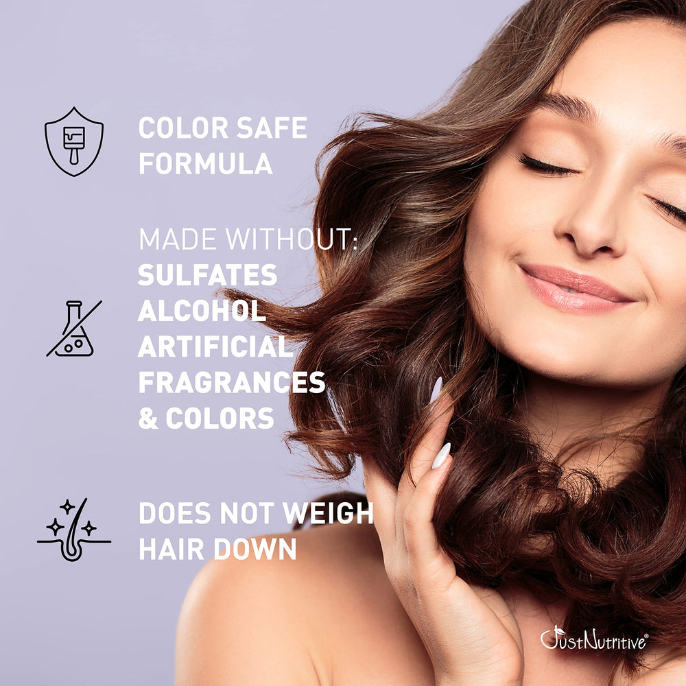 Just Nutritive Thicker Hair Conditioner glow-shot reveals fuller-looking strands.