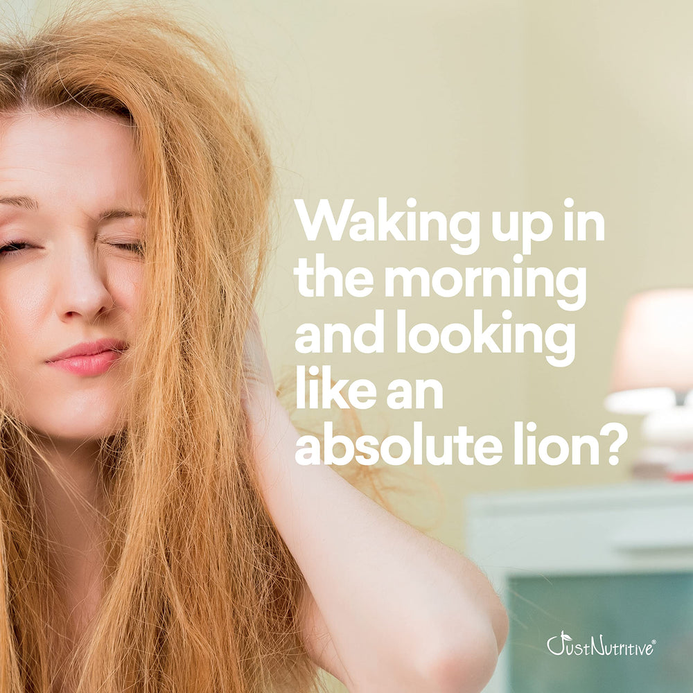 Just Nutritive Thicker Hair Conditioner close-up highlights hair flow and volume.