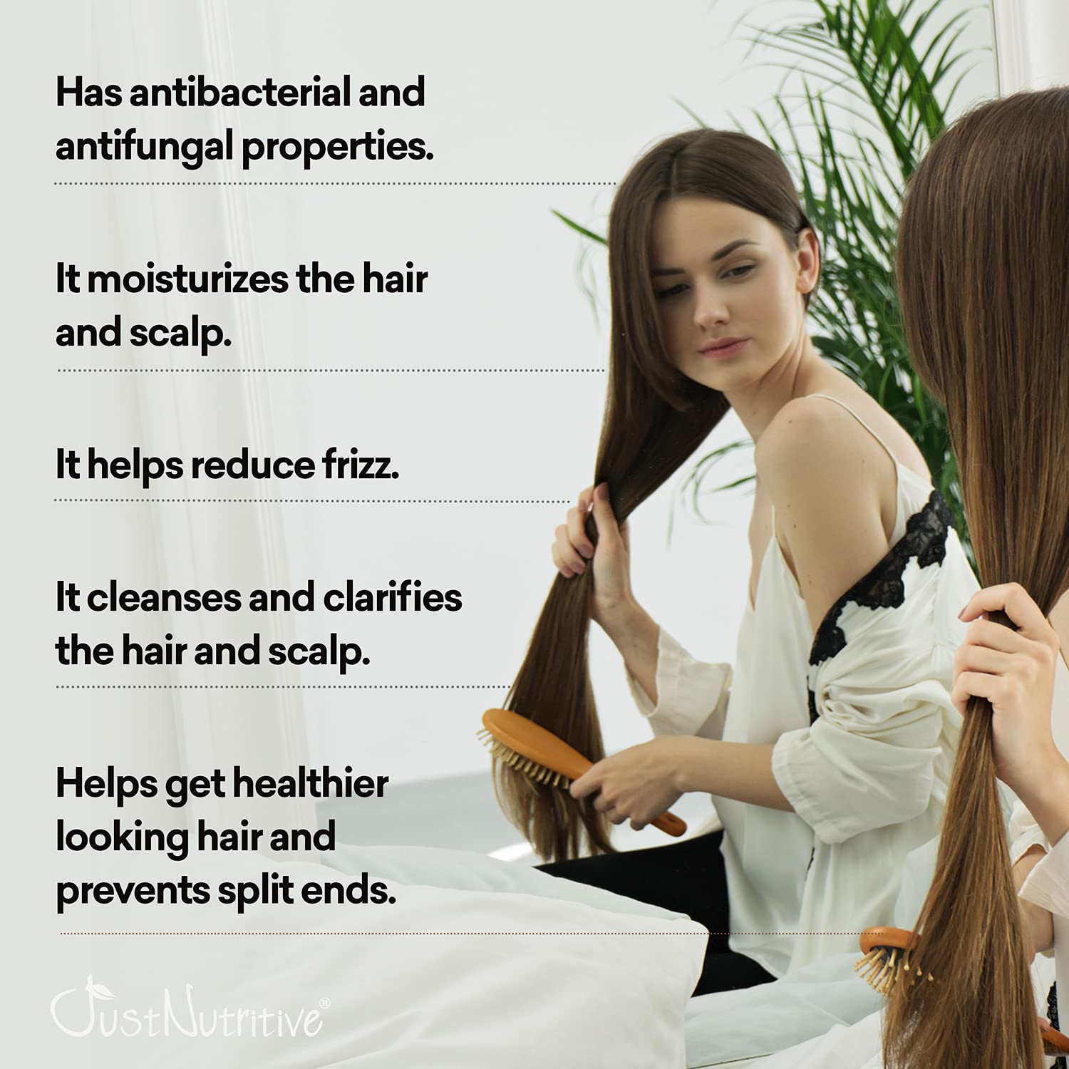 Just Nutritive Vinegar Nutritive Rinse frizz control for smoother hair