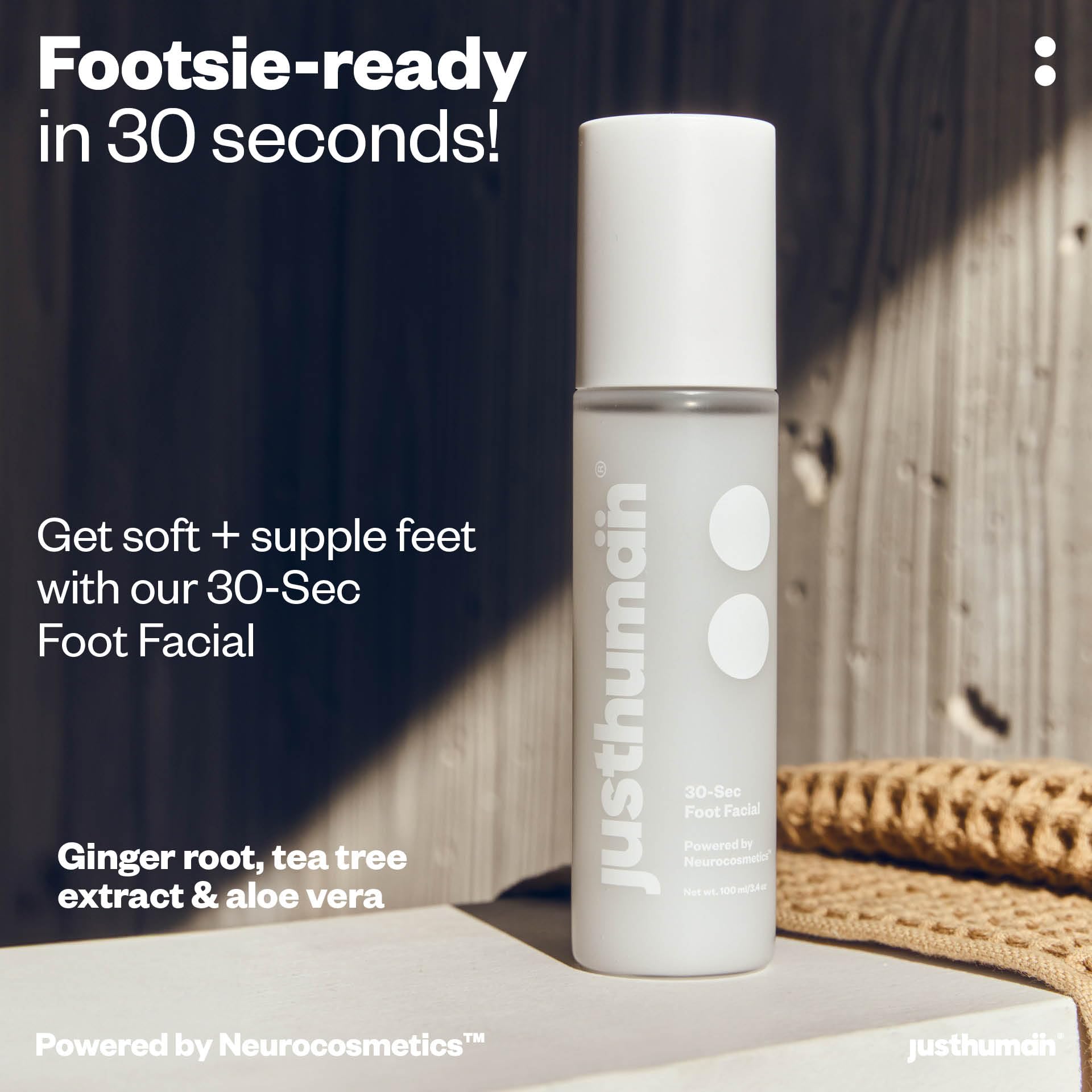 JustHuman Packaging and branding image showcases clean, toxin-free foot care.