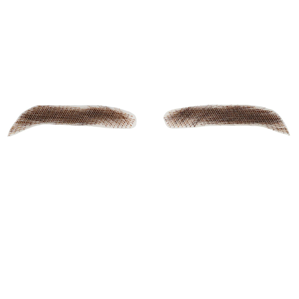 Justin Happy eyebrow application showing glue-based wear option.
