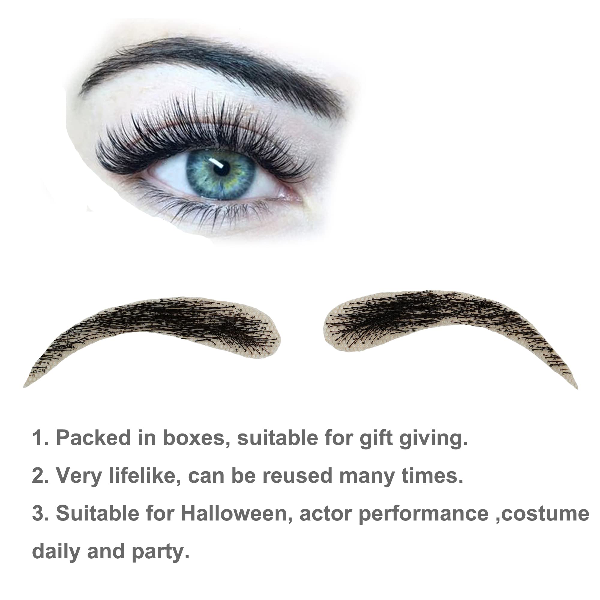 Justin Happy human-hair eyebrows deliver realistic texture for cosplay or makeup.