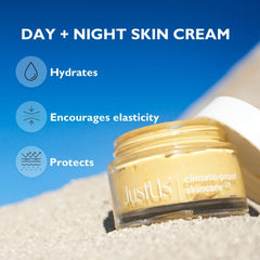 Just Us Meta Ultimate Day + Night Cream spread on skin for smooth absorption.