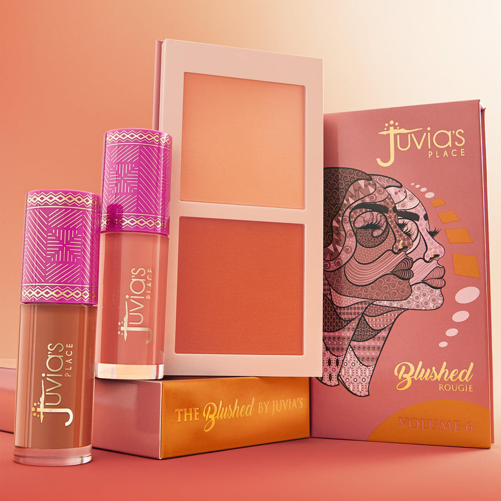 Juvia's Place Blushed Duo Volume 6 compact opens to reveal two-tone blush.