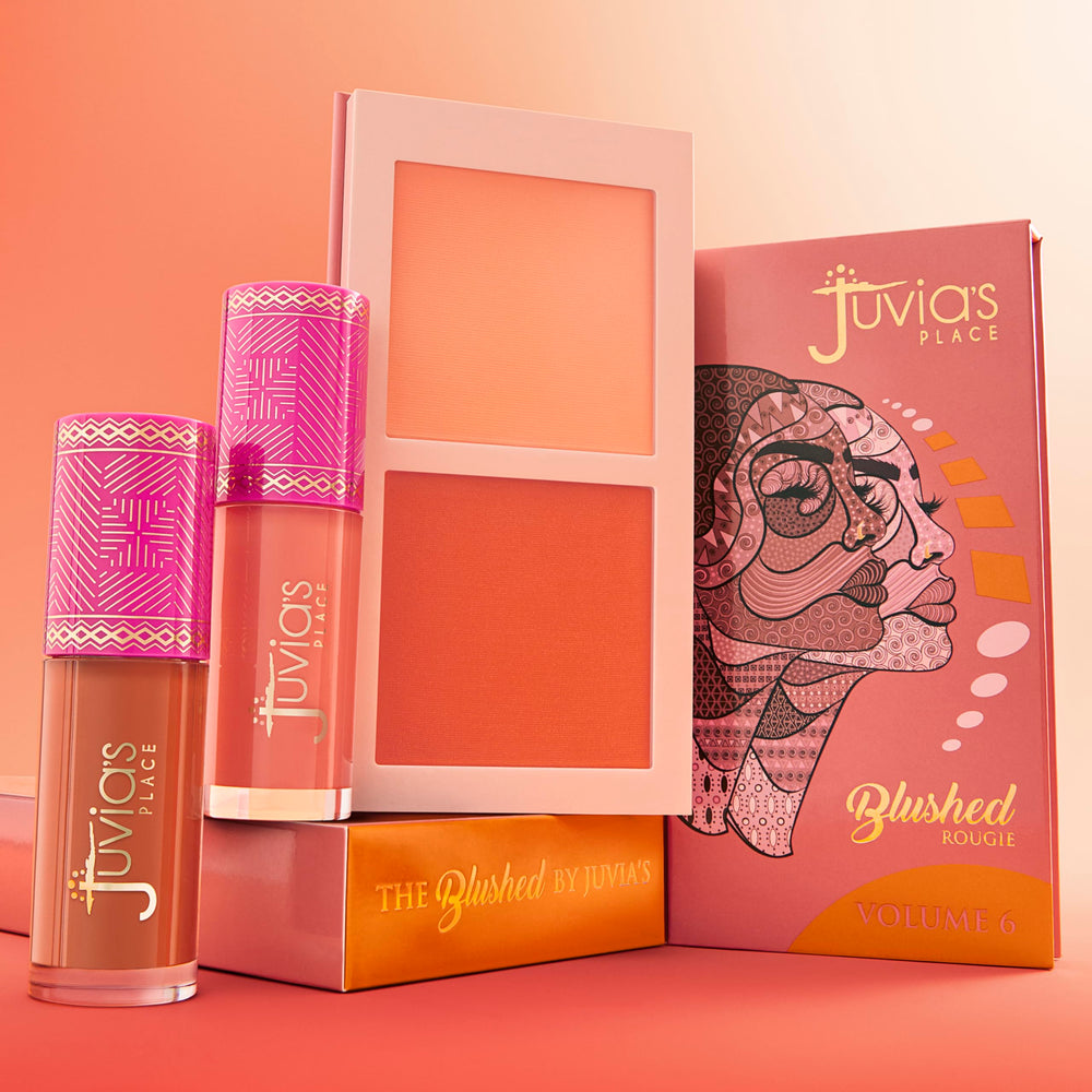 Juvia's Place Blushed Duo Volume 6 hydrating powder for comfortable wear.