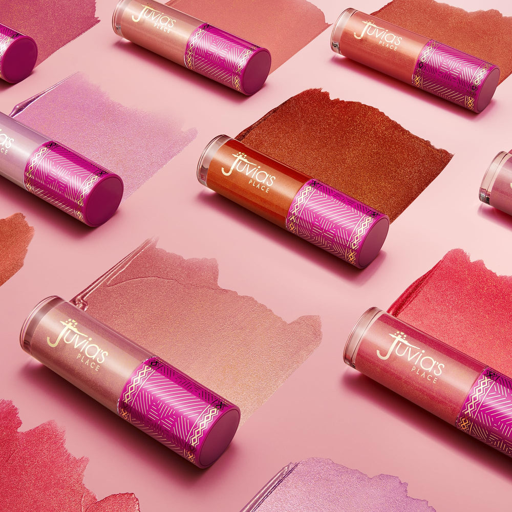 Juvia's Place Blushed Liquid BlushLighter Lily Glow brush application on cheek.