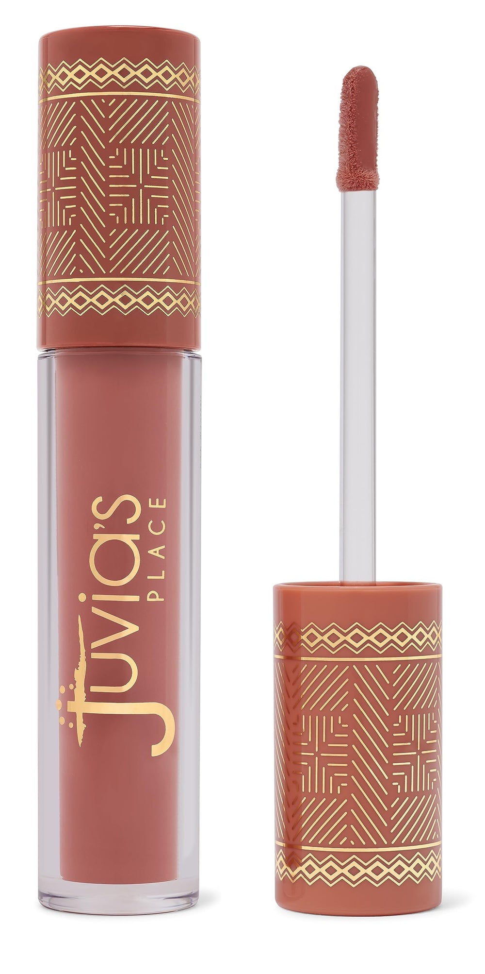 Juvia's Place Coffee Shop Lip Gloss Butterscotch on lips for long-lasting shine and hydration