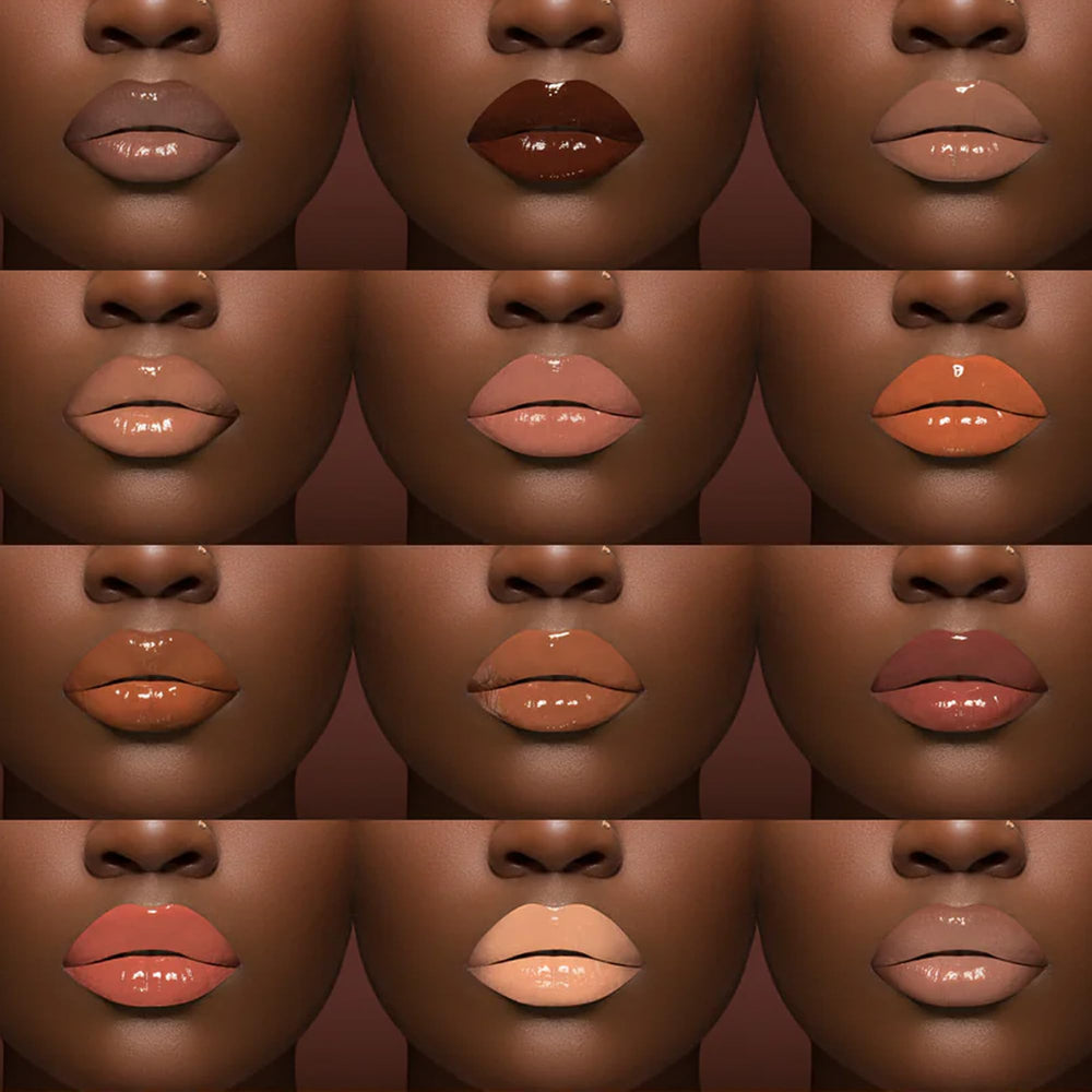 Juvia's Place Coffee Shop Lip Gloss Butterscotch swatch showing universal tint