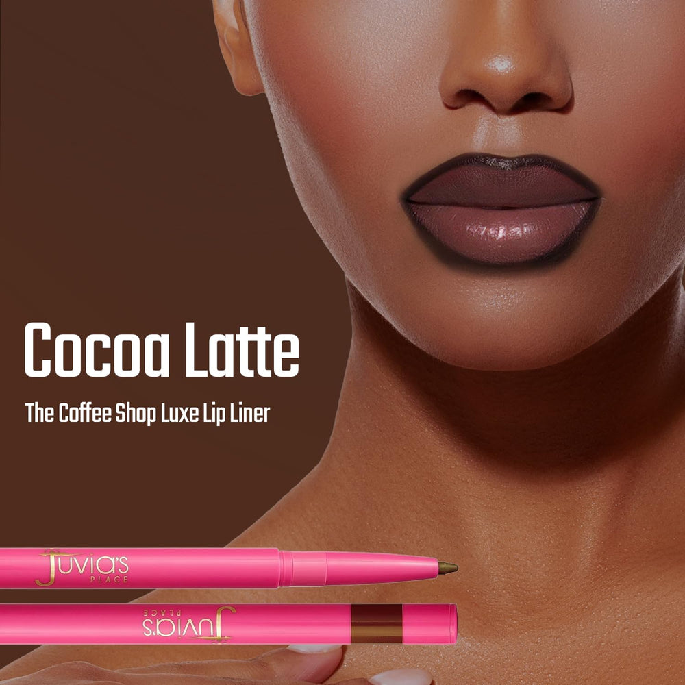 Cocoa Latte lip liner close-up shows smudge-proof matte finish