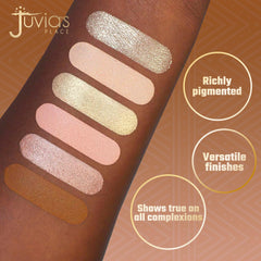 Juvia's Place The Nudes swatches close-up reveal richly pigmented neutrals for blending.