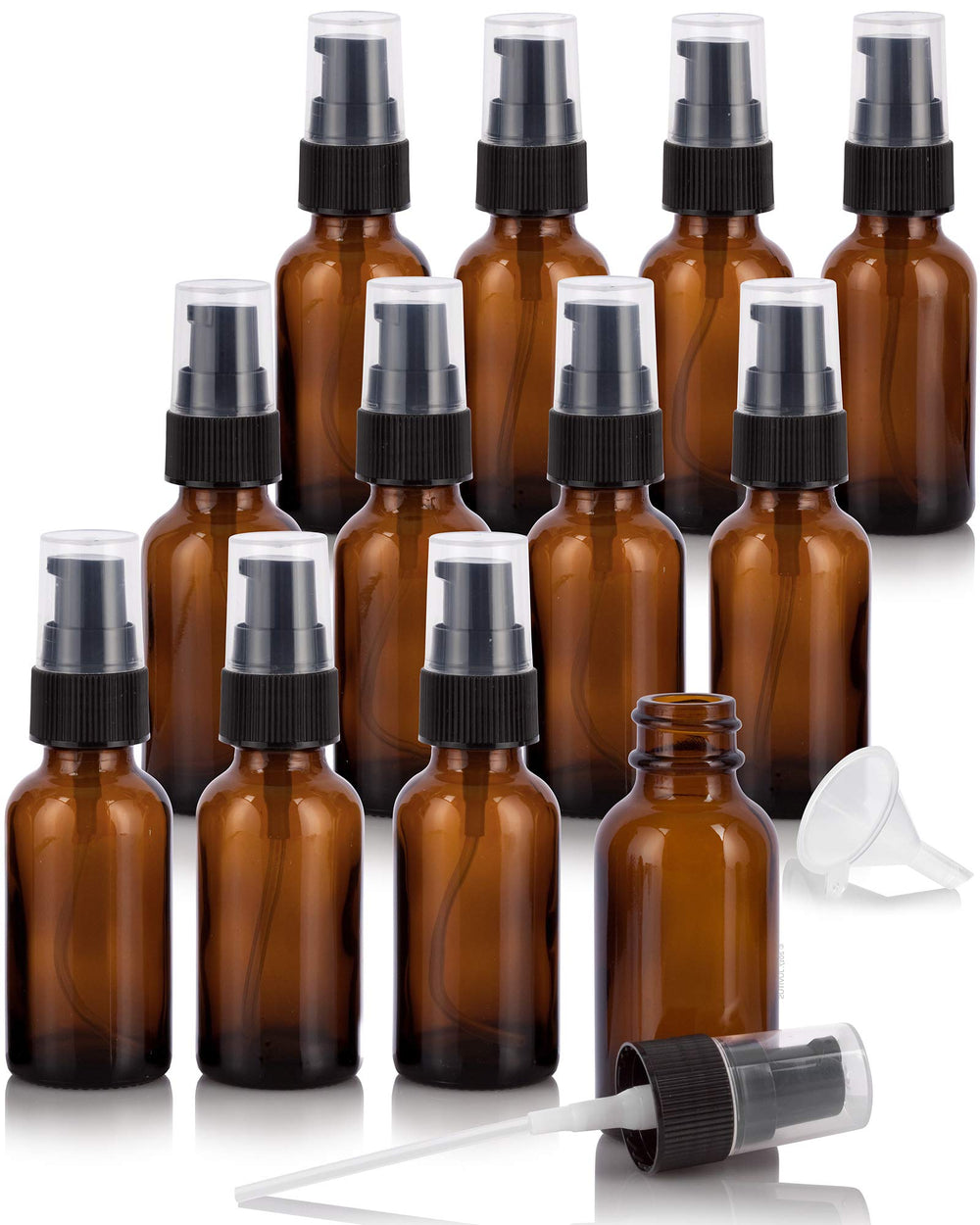 JUVITUS amber glass Boston bottle with pump for precise dispensing.