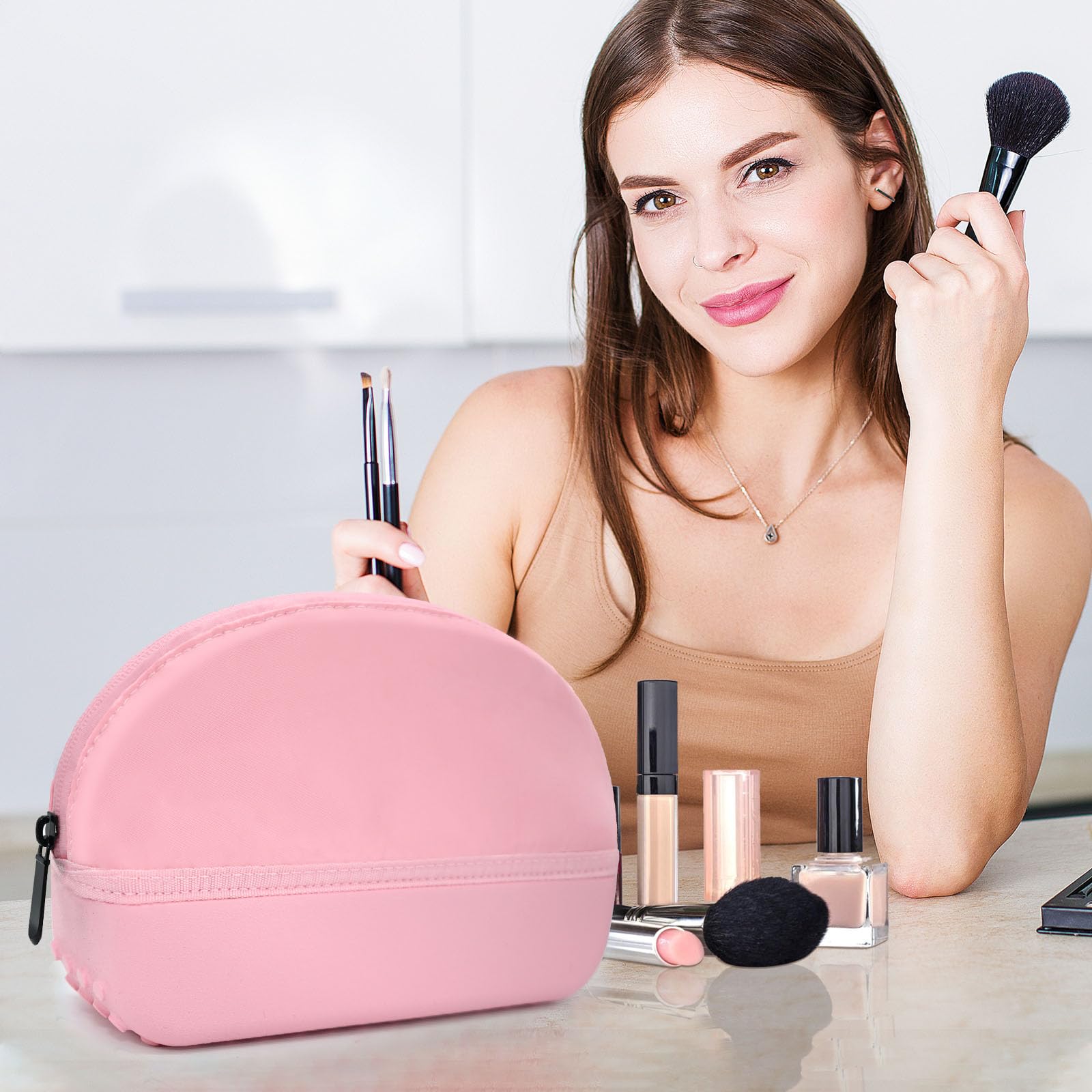 Juyeesm cosmetic makeup bag surface is easy to wipe for quick cleaning after outings