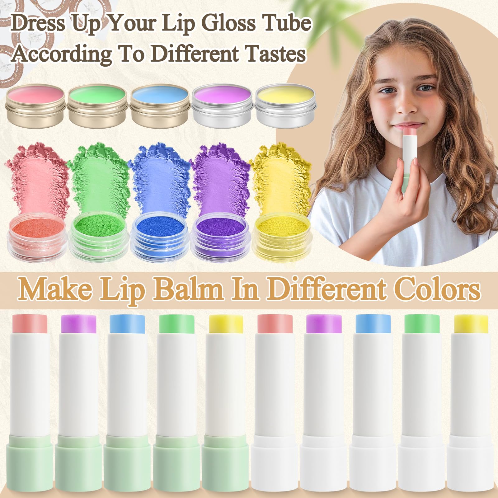 JUYRLE lip balm tubes and tins arranged for easy gifting