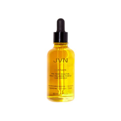JVN Complete Pre-Wash Scalp Oil bottle closeup highlights a silicone-free formula for clearer scalp prep.