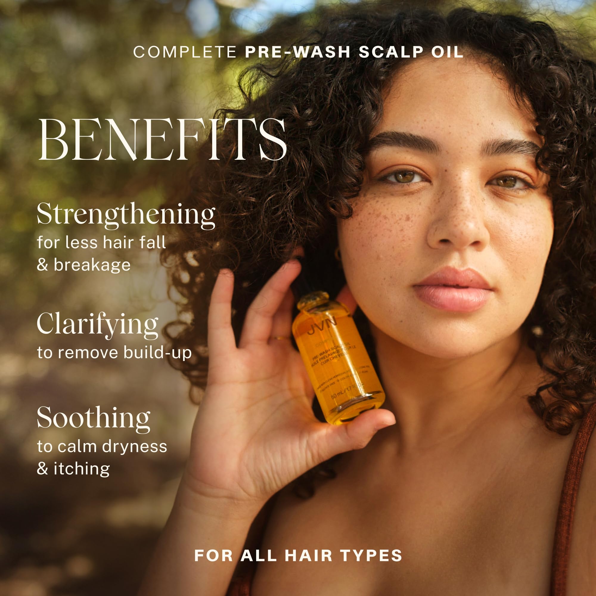 JVN Pre-Wash Scalp Oil dropper dispenses precise product for targeted scalp application.