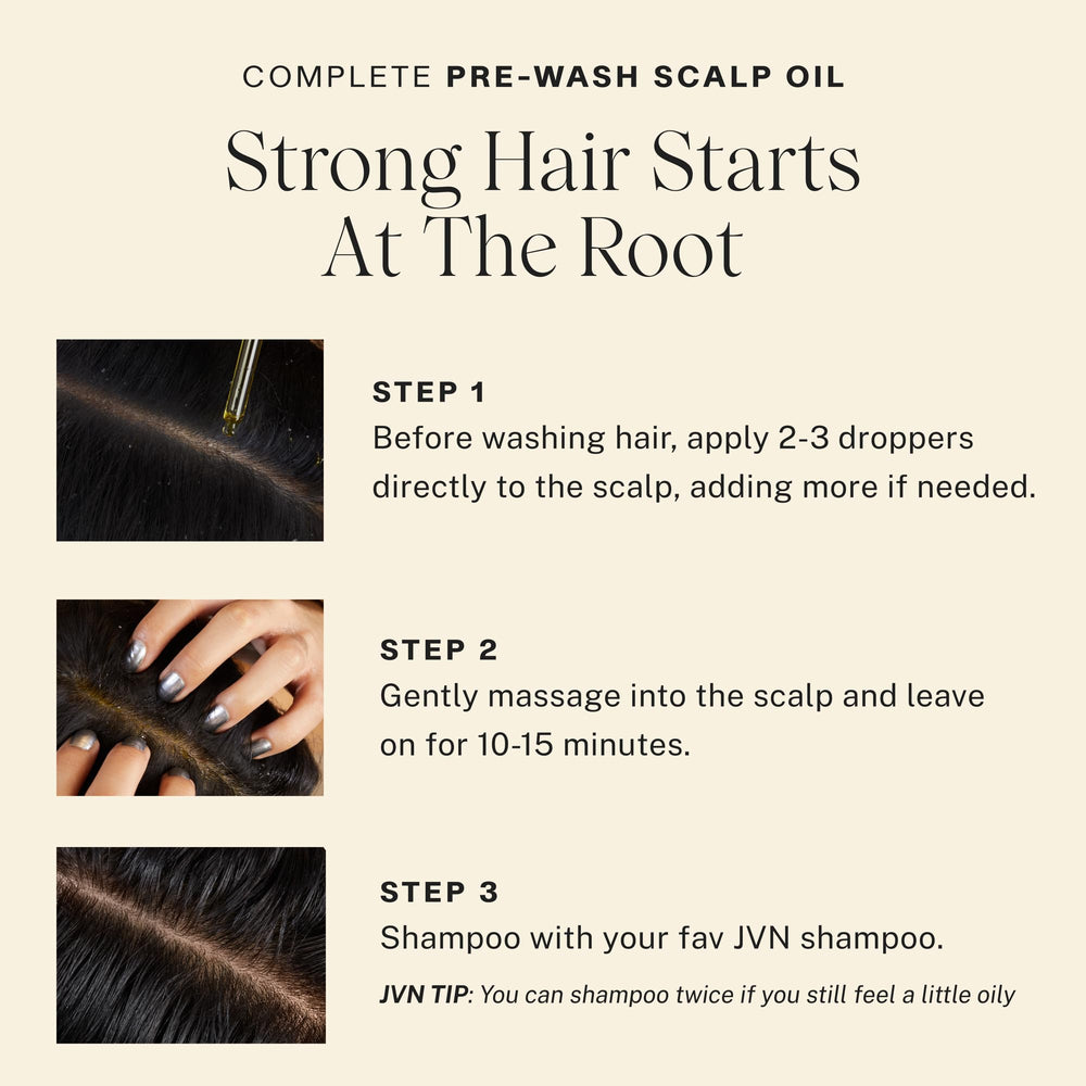 JVN scalp massage with oil demonstrates easy distribution for even coverage.