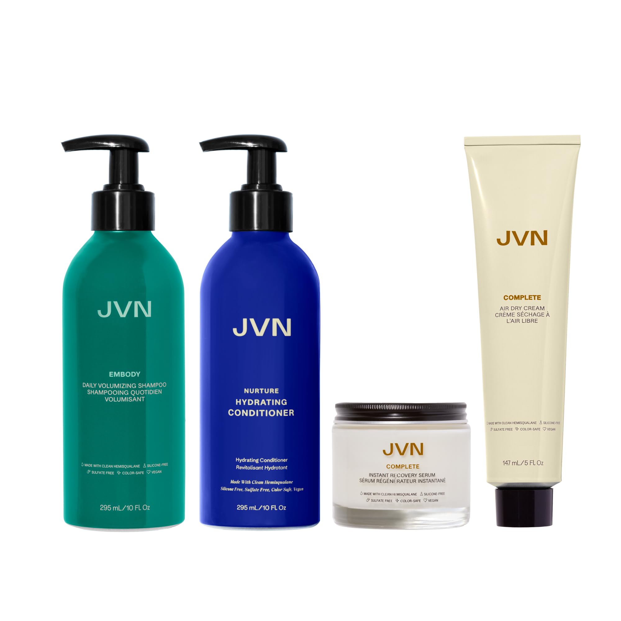 JVN Embody Volumizing Shampoo bottle promotes a refreshing cleanse and lift for fine hair.