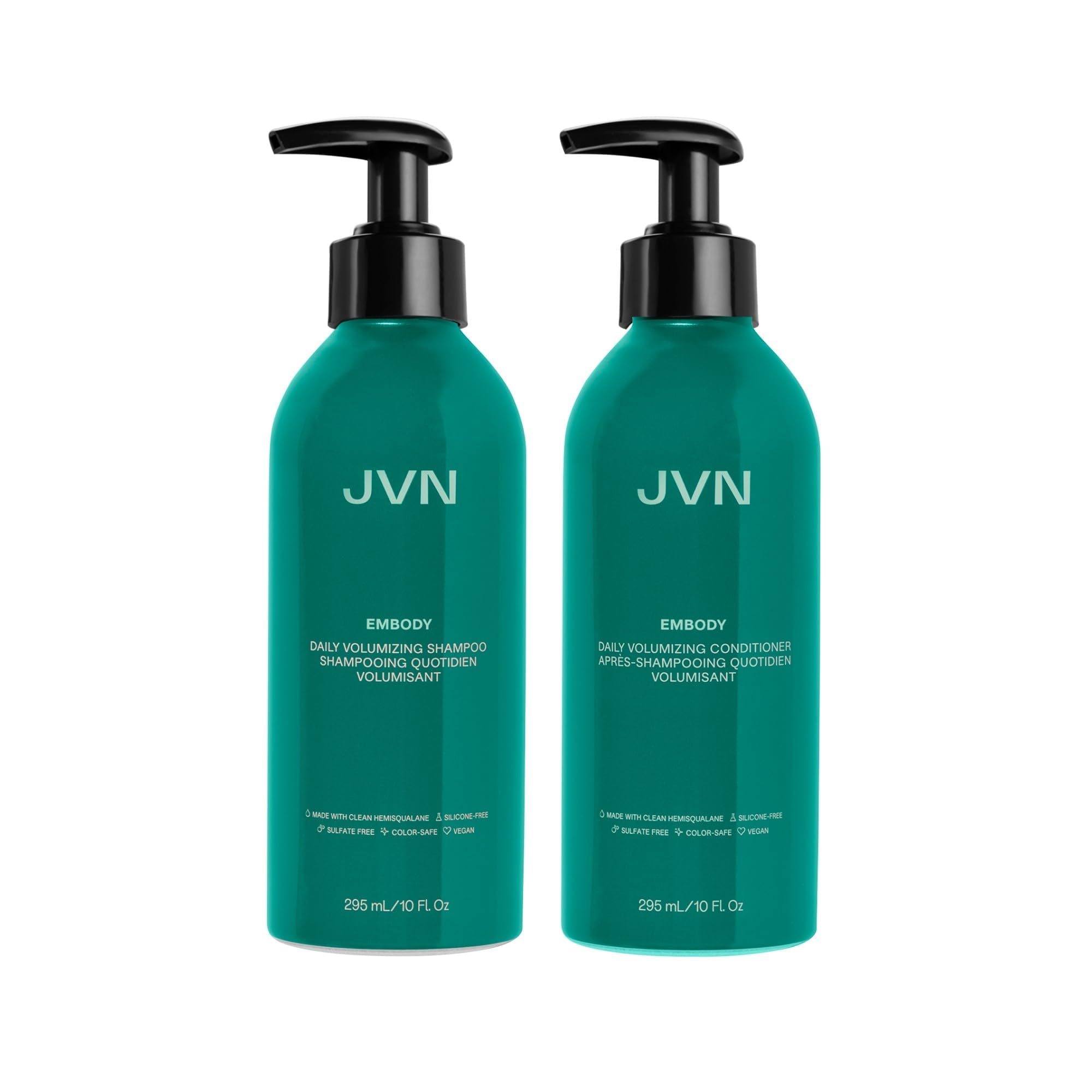 JVN Embody shampoo bottle front showing volumizing formula for fuller hair