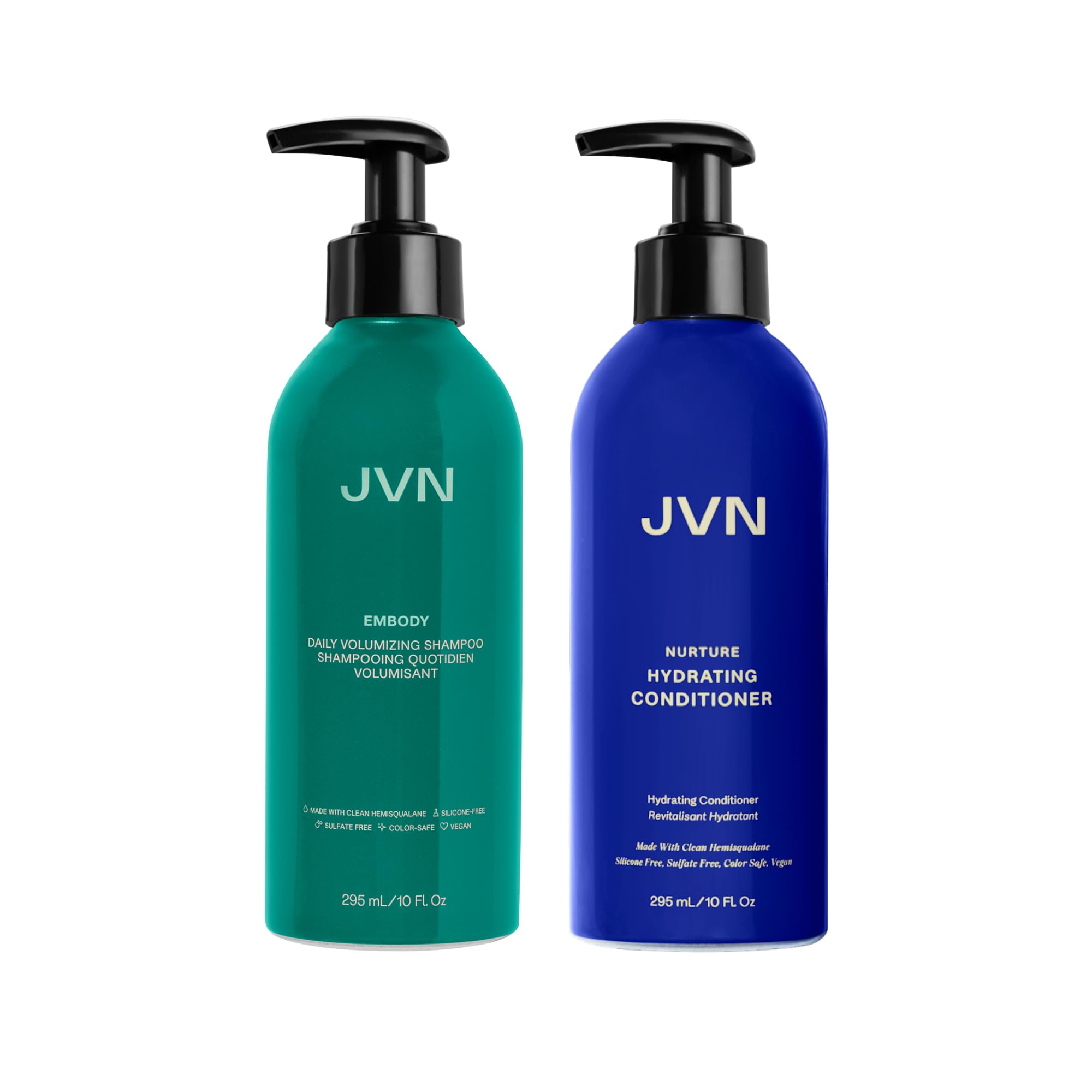 JVN Embody Volumizing Shampoo bottle boosts body and clarifies hair.