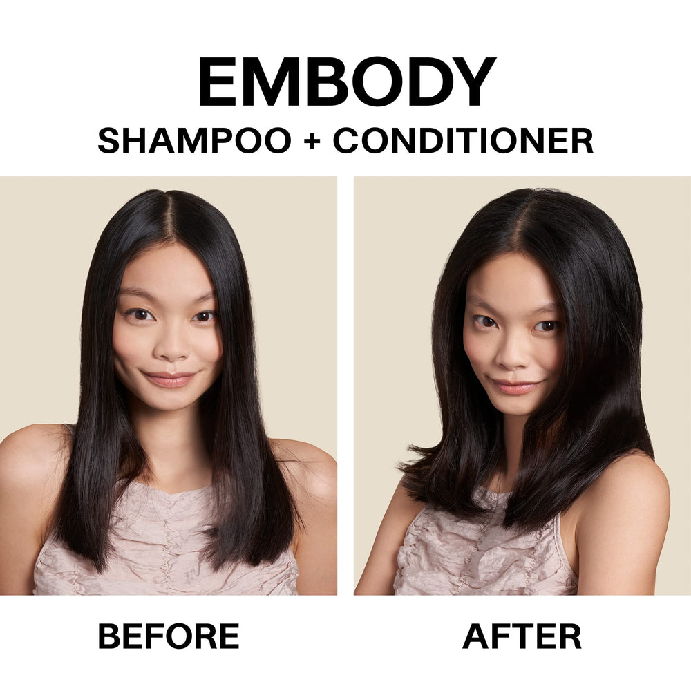 JVN Embody shampoo close-up with rich lather for gentle cleansing.