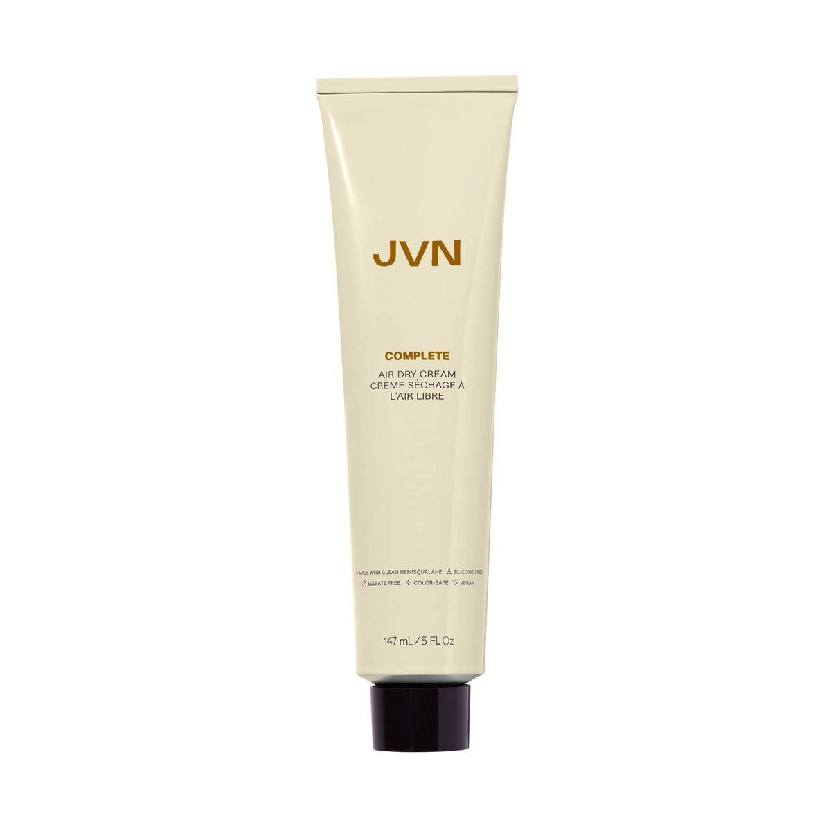 JVN No Heat Air Dry Cream bottle close-up showing lightweight hold and frizz control
