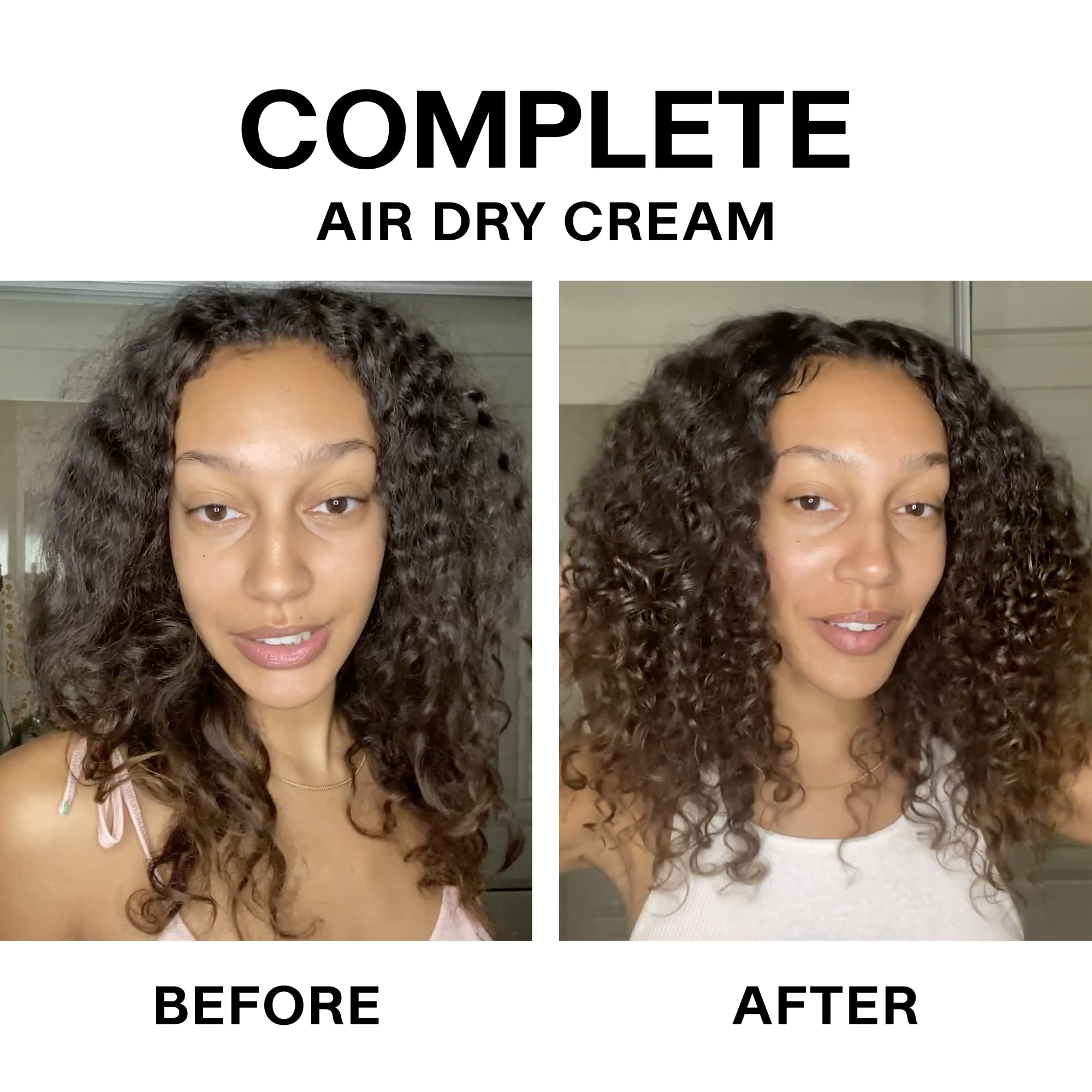 Day-two frizz-free styling with JVN No Heat Air Dry Cream on second-day waves