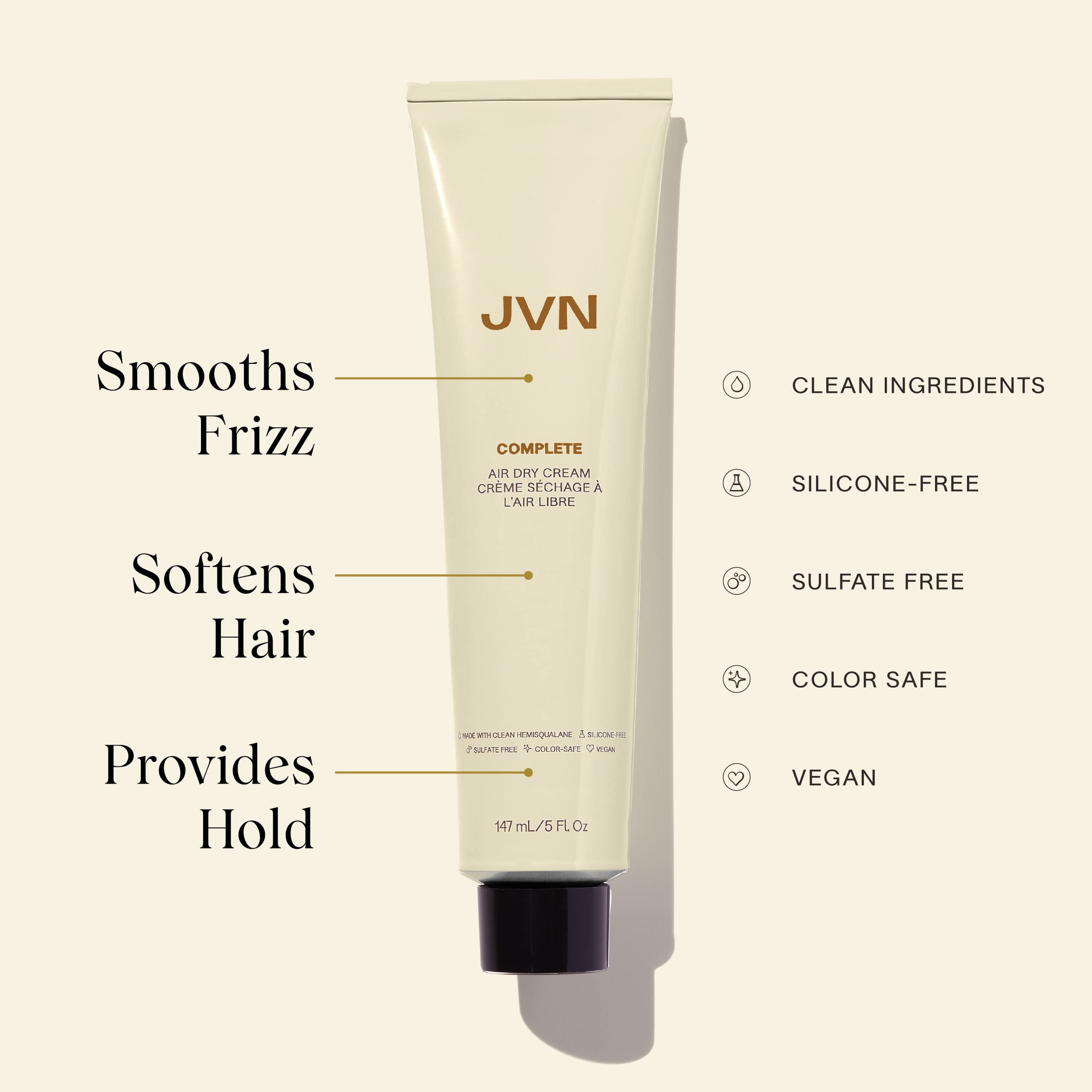 Model hair waves styled with JVN No Heat Air Dry Cream for defined texture