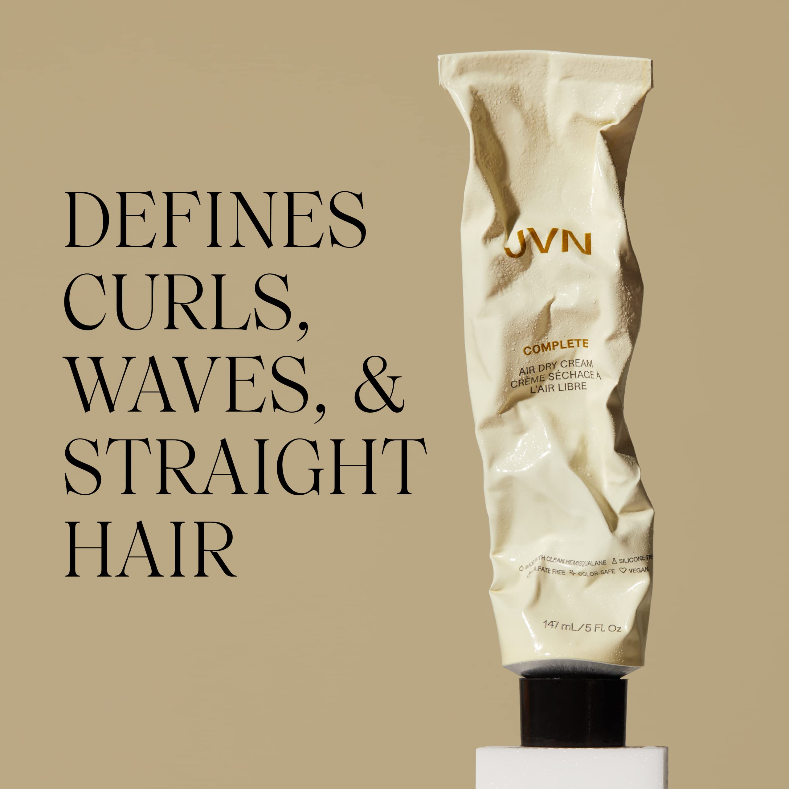 Packaging shot highlighting silicone-free formula and clean design