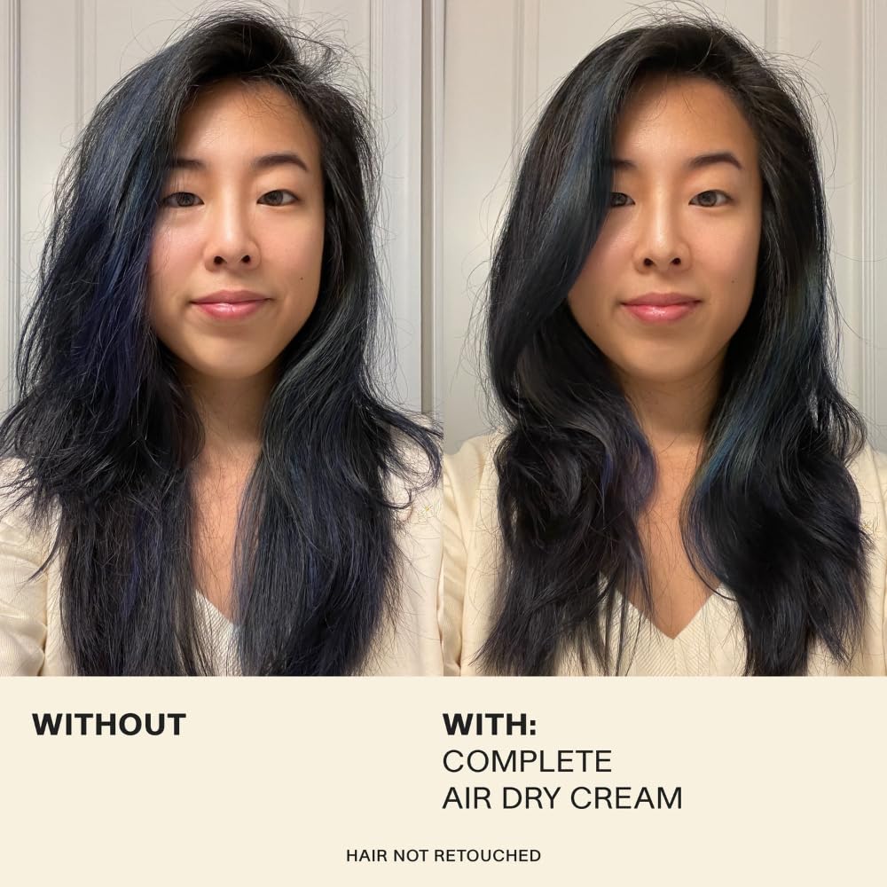 Close-up of cream texture blending into strands with JVN No Heat Air Dry Cream